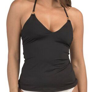 NWT TRINA TURK  Black Monaco V-neck Swim Tankini 10